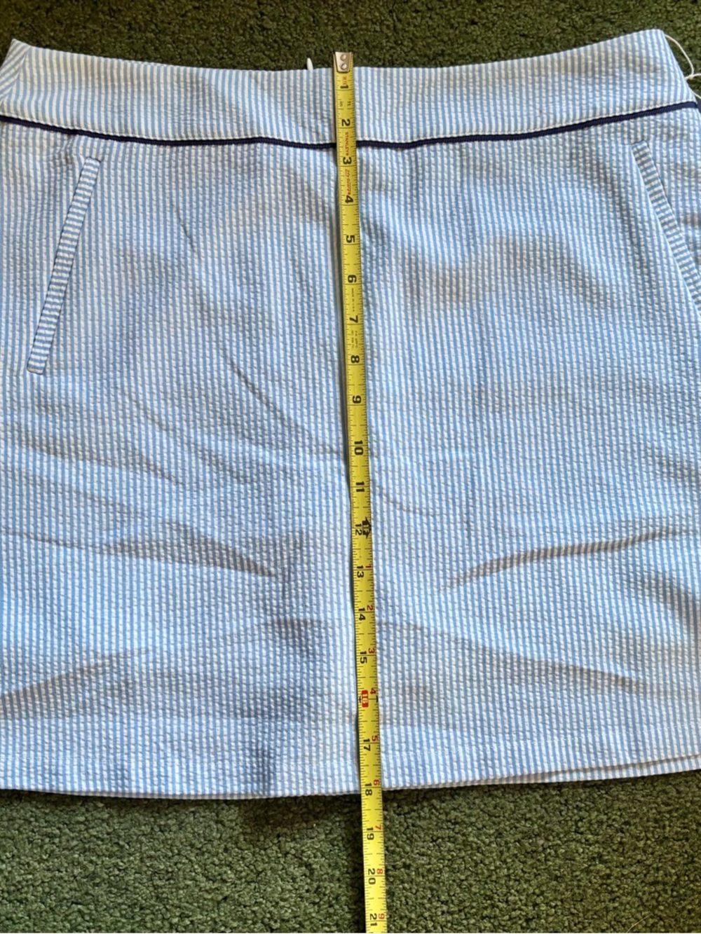 NWT Renwick Sz 12 Seersucker Mini Skirt and Shorts with Navy Piping - Light Blue - Picture 6 of 9
